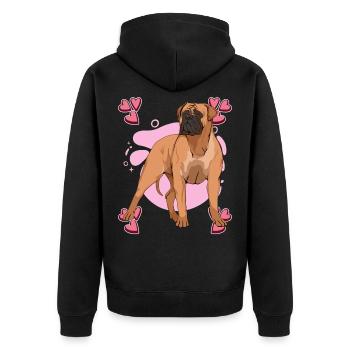 Bullmastiff Bullmastiff Heart Design - Unisex Premium Organic Zip Hoodie - black - Back - Nico (187cm)