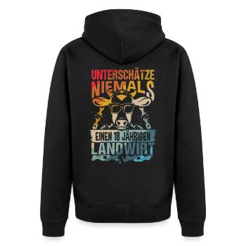 Landwirt 18.Geburtstag Landwirtschaft Hof - Unisex Premium Bio Zip Hoodie - Schwarz - Hinten - Nico (187cm)