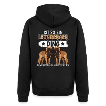 Leonberger Ist so ein Leonberger Ding - Unisex Premium Bio Zip Hoodie - Schwarz - Hinten - Nico (187cm)
