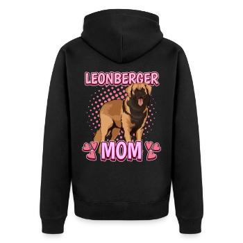 Leonberger Leonberger Mom - Unisex Premium Bio Zip Hoodie - Schwarz - Hinten - Nico (187cm)
