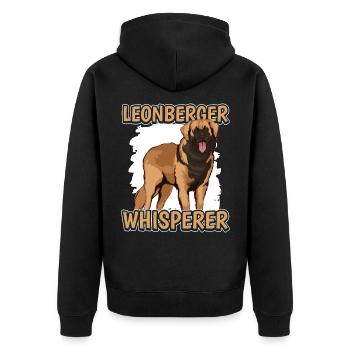 Leonberger Leonberger Whisperer - Unisex Premium Bio Zip Hoodie - Schwarz - Hinten - Nico (187cm)