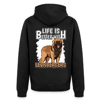 Leonberger Life Is Better With Leonbergers - Unisex Premium Organic Zip Hoodie - black - Back - Nico (187cm)
