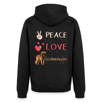 Leonberger Peace Love Leonbergers - Unisex Premium Organic Zip Hoodie - black - Back - Nico (187cm)