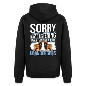 Leonberger Sorry I Was Thinking About Leonbergers - Unisex Premium Organic Zip Hoodie - black - Back - Nico (187cm)