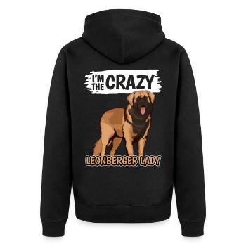 Leonberger I'm The Crazy Leonberger Lady - Unisex Premium Organic Zip Hoodie - black - Back - Nico (187cm)