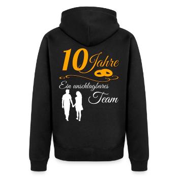 10 Jahre Rosenhochzeit 10.Hochzeitstag Jubiläum - Unisex Premium Bio Zip Hoodie - Schwarz - Hinten - Nico (187cm)