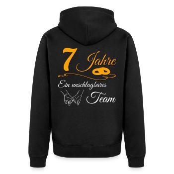 7 Jahre Kupferhochzeit 7.Hochzeitstag Jubiläum - Unisex Premium Bio Zip Hoodie - Schwarz - Hinten - Nico (187cm)