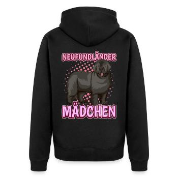 Neufundländer Mädchen - Unisex Premium Bio Zip Hoodie - Schwarz - Hinten - Nico (187cm)