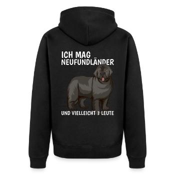 Neufundländer Ich mag Neufundländer - Unisex Premium Bio Zip Hoodie - Schwarz - Hinten - Nico (187cm)