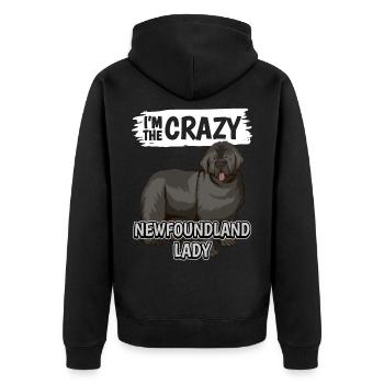 Terre-Neuve I’m The Crazy Newfoundland Lady - Veste à capuche bio Premium Unisexe - noir - Dos - Nico (187cm)