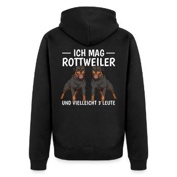 Rottweiler Ich mag Rottweiler - Unisex Premium Bio Zip Hoodie - Schwarz - Hinten - Nico (187cm)