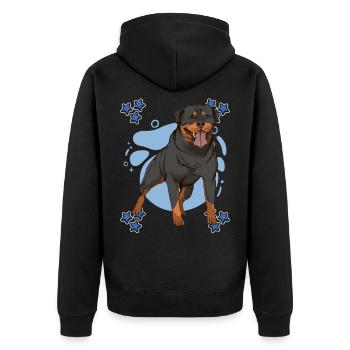 Rottweiler Blue Design - Unisex Premium Bio Zip Hoodie - Schwarz - Hinten - Nico (187cm)