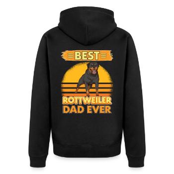 Rottweiler Best Rottweiler Dad Ever - Unisex Premium Bio Zip Hoodie - Schwarz - Hinten - Nico (187cm)