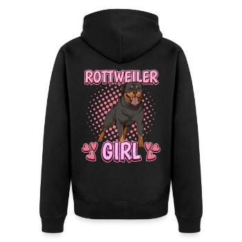 Rottweiler Girl - Unisex Premium Organic Zip Hoodie - black - Back - Nico (187cm)