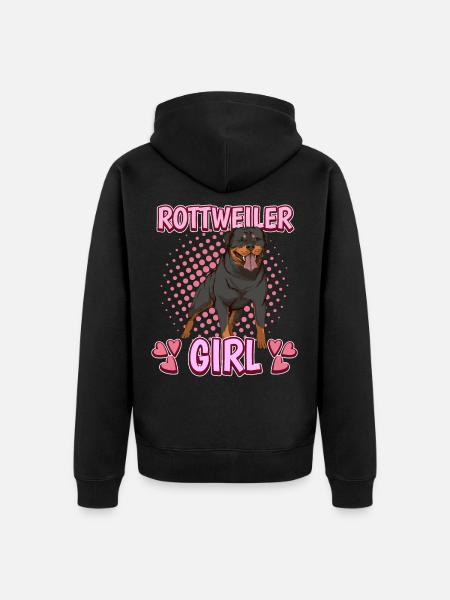 Rottweiler tyttö - Premium unisex luomu-huppari vetoketjulla - musta