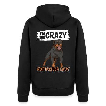 Rottweiler I'm The Crazy Rottweiler Lady - Unisex Premium Organic Zip Hoodie - black - Back - Nico (187cm)