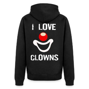 Clown Ich liebe Clowns Clown Nase - Unisex Premium Bio Zip Hoodie - Schwarz - Hinten - Nico (187cm)