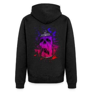 "Sprayer of Death" The Graffiti Style - Unisex Premium Bio Zip Hoodie - Schwarz - Hinten - Nico (187cm)