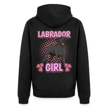 Black Labrador Labbi Labrador Girl - Unisex Premium Organic Zip Hoodie - black - Back - Nico (187cm)