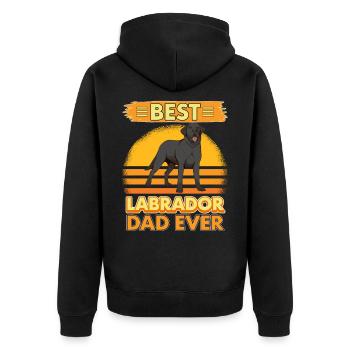 Schwarzer Labrador Labbi Best Labrador Dad Ever - Unisex Premium Bio Zip Hoodie - Schwarz - Hinten - Nico (187cm)