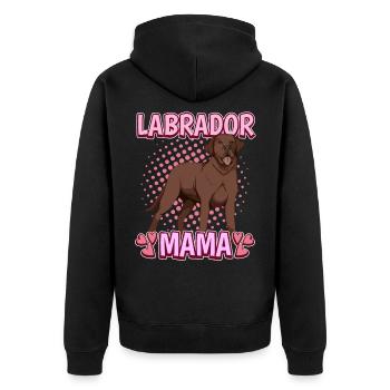 Brauner Labrador Labbi Labrador Mama - Unisex Premium Bio Zip Hoodie - Schwarz - Hinten - Nico (187cm)