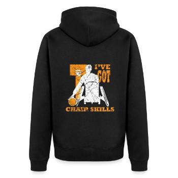 Basketball Rollstuhl Handicap Behinderung - Unisex Premium Bio Zip Hoodie - Schwarz - Hinten - Nico (187cm)