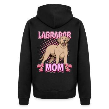 Yellow Labrador Labbi Labrador Mom - Unisex Premium Organic Zip Hoodie - black - Back - Nico (187cm)