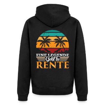 Rentner eine Legende geht in Rente - Unisex Premium Bio Zip Hoodie - Schwarz - Hinten - Nico (187cm)