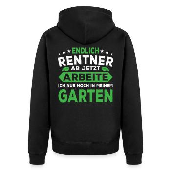 Rente Gärtner Rentner 2021 Arbeite Nur Noch Garten - Unisex Premium Bio Zip Hoodie - Schwarz - Hinten - Nico (187cm)