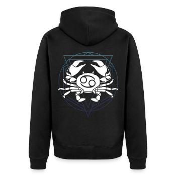 Krebs Symbol Tierkreiszeichen Horoskop - Unisex Premium Bio Zip Hoodie - Schwarz - Hinten - Nico (187cm)