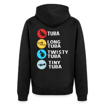 Tuba Blechblasinstrumente - Unisex Premium Bio Zip Hoodie - Schwarz - Hinten - Nico (187cm)