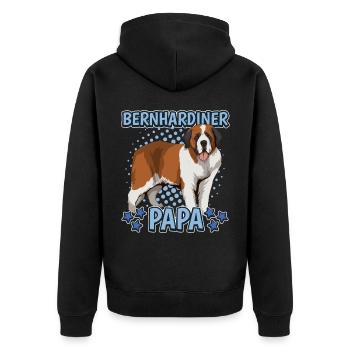 Bernhardiner Papa - Unisex Premium Bio Zip Hoodie - Schwarz - Hinten - Nico (187cm)