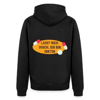 Arzt Pillen Doktor Medizin Doktortitel - Unisex Premium Bio Zip Hoodie - Schwarz - Hinten - Nico (187cm)