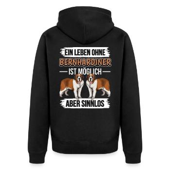 Bernhardiner Ein Leben ohne Bernhardiner - Unisex Premium Bio Zip Hoodie - Schwarz - Hinten - Nico (187cm)
