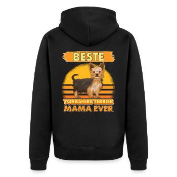 Yorkshire Terrier Beste Yorkshire Terrier Mama - Unisex Premium Bio Zip Hoodie - Schwarz - Hinten - Nico (187cm)