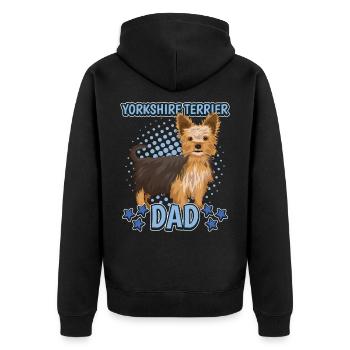 Yorkshire Terrier Yorkshire Terrier Dad - Unisex Premium Bio Zip Hoodie - Schwarz - Hinten - Nico (187cm)