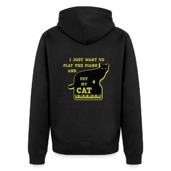 Piano Klavier Katze Keyboard Musikinstrument - Unisex Premium Bio Zip Hoodie - Schwarz - Hinten - Nico (187cm)