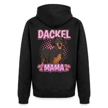 Dackel Mama - Unisex Premium Bio Zip Hoodie - Schwarz - Hinten - Nico (187cm)