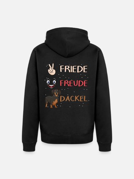 Dackel Friede Freude Dackel - Unisex Premium Bio Zip Hoodie - Schwarz