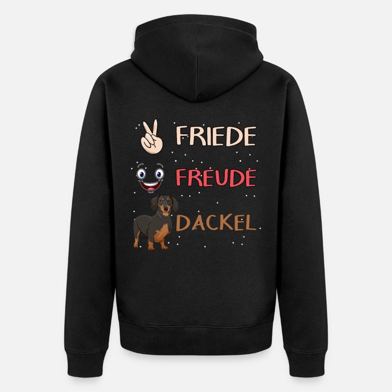 Dackel Friede Freude Dackel - Unisex Premium Bio Zip Hoodie - Schwarz