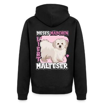 Malteser Dieses Mädchen liebt Malteser - Unisex Premium Bio Zip Hoodie - Schwarz - Hinten - Nico (187cm)