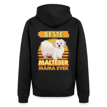 Malteser Beste Malteser Mama Ever - Unisex Premium Bio Zip Hoodie - Schwarz - Hinten - Nico (187cm)