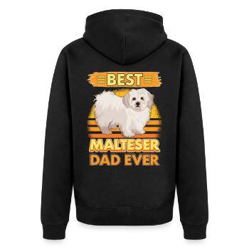 Malteser Best Malteser Dad Ever - Unisex Premium Organic Zip Hoodie - black - Back - Nico (187cm)