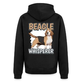 Beagle Whisperer - Unisex Premium Bio Zip Hoodie - Schwarz - Hinten - Nico (187cm)