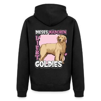 Golden Retriever Dieses Mädchen liebt Goldies - Unisex Premium Bio Zip Hoodie - Schwarz - Hinten - Nico (187cm)