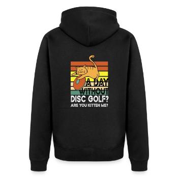 Discgolf Frisbeesportspiel Frisbee Körbe werfen - Unisex Premium Bio Zip Hoodie - Schwarz - Hinten - Nico (187cm)