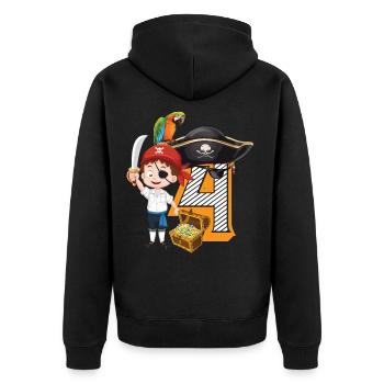 4. Geburtstag Kindergeburtstag Pirat Schatz - Unisex Premium Bio Zip Hoodie - Schwarz - Hinten - Nico (187cm)