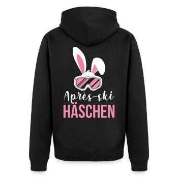 Après-Ski Häschen Ski Alpen Winterurlaub - Unisex Premium Bio Zip Hoodie - Schwarz - Hinten - Nico (187cm)