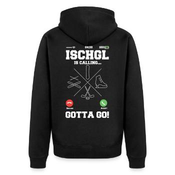 Ischgl calls ski snowboard skates - Unisex Premium Organic Zip Hoodie - black - Back - Nico (187cm)
