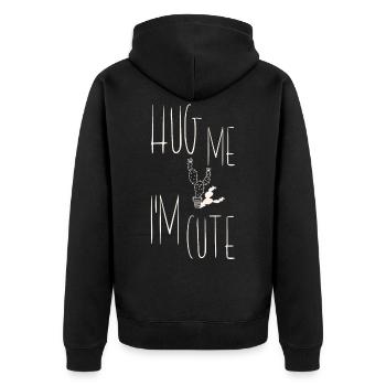 Hug Me Im Cute Cactus - Unisex Premium Organic Zip Hoodie - black - Back - Nico (187cm)